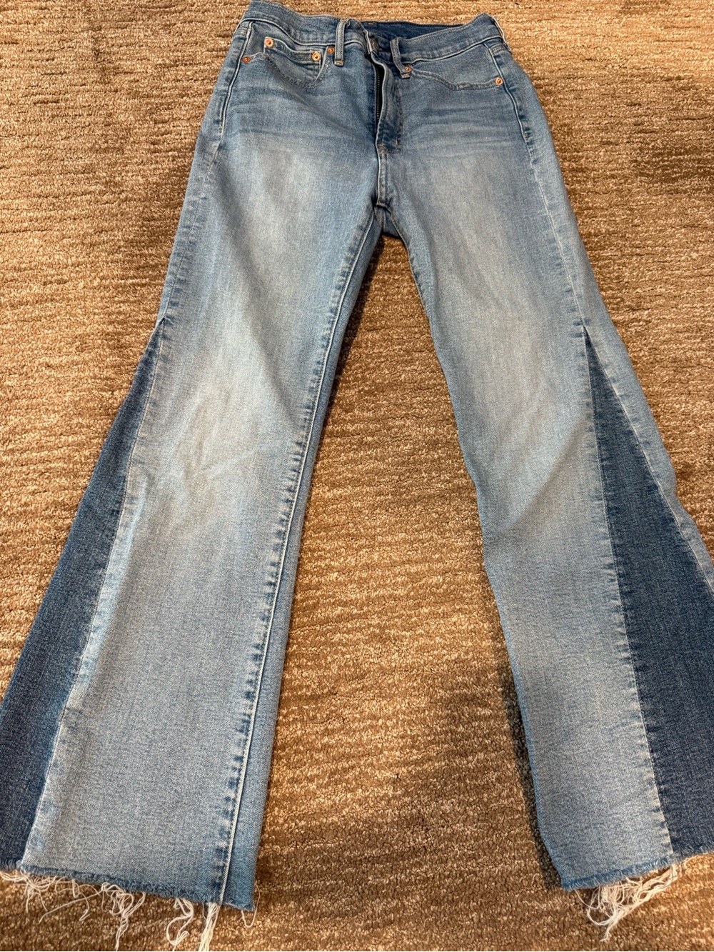 GAP Two-Tone Light and Dark Blue Flare Jeans